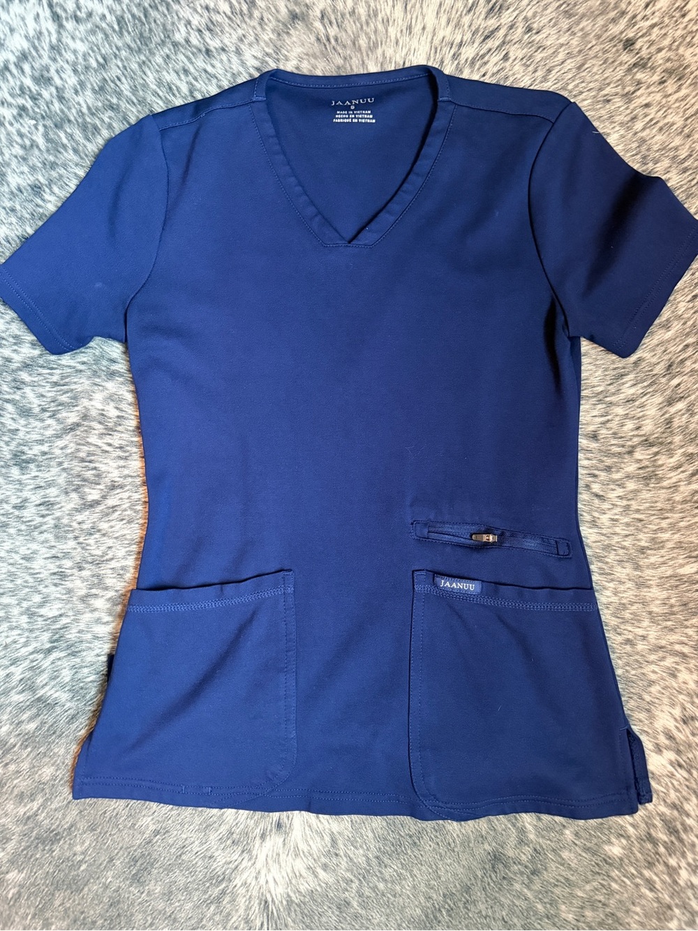 Jaanuu Navy V-Neck Short Sleeve Scrub Top